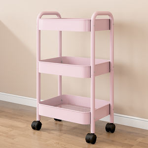 Étagère <span class=keywords><strong>à</strong></span> collation mobile en métal <span class=keywords><strong>à</strong></span> trois niveaux avec <span class=keywords><strong>roulettes</strong></span> pivotantes, chariot de rangement de cuisine sur pied - Product Image 4