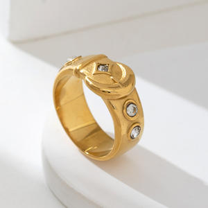 Anillos de boda de moda al por mayor para mujer <span class=keywords><strong>con</strong></span> patrón de estrella y luna, laminados en oro y plata, <span class=keywords><strong>con</strong></span> circonia cúbica, joyería. - Product Image 3