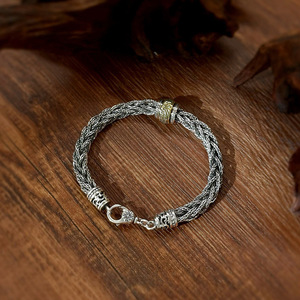 Nuovo Braccialetto Quadrato Retrò Personalizzato con Coda di <span class=keywords><strong>Volpe</strong></span> Intrecciata a Mano, Accessorio in Stile Hip-hop per Uomo - Product Image 3