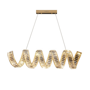 Lampadario di Lusso a Spirale Irregolare in Cristallo Dorato, <span class=keywords><strong>Design</strong></span> Moderno e Creativo per Bar, Ristoranti e Soggiorni, Luce Calda - Product Image 6