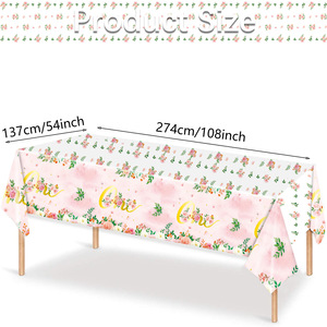 1st Birthday Party <b>Tablecloth</b> <b>Rectangle</b> Digital Printing Disposable Table Decor For Baby Shower Celebration - Product Image 3