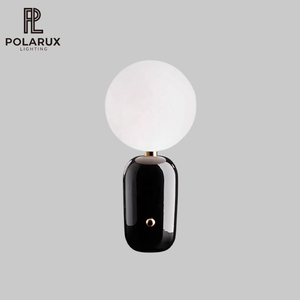 Lámpara de Mesa con Pantalla de Cristal Globo, Lámpara de Escritorio de Metal para Proyectos Hoteleros y Lectura Junto a la Cama, Base de Aleación de Aluminio, Lámpara de Mesa Aballs - Product Image 1