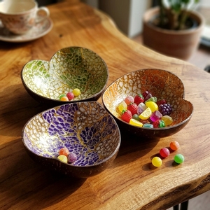 Natural <b>Coconut</b> <b>Shell</b> Heart Shaped Bowl with Lacquer Finish Handmade Decorative Bowl for Candy Nuts Jewelry Holder - Product Image 4