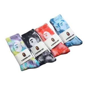 High Quality Jacquard Logo Men Women Crew Tie Dye Socks Sport Tie Dye Socks
