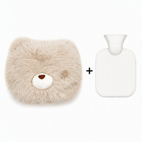 Housse de bouteille d'eau chaude en peluche ours mignon avec fausse fourrure douce, chauffe-mains pour le confort hivernal et la thérapie thermique