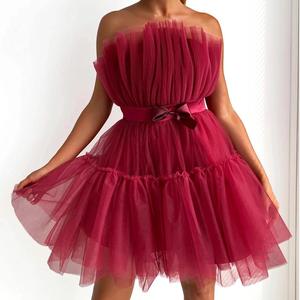 ชุดเดรสทรงพองมินิผู้หญิง แต่งโบว์ตาข่าย รุ่น Chest Model แฟชั่น - Product Image 6