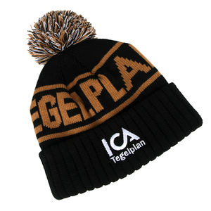 BSCI Manufacturer's Winter Skiing Sport Team <strong>Bobble</strong> <strong>Hats</strong> <strong>Fleece</strong> <strong>Lined</strong> Recycled Yarn OEM Jacquard Beanies With Custom Logo - Product Image 5