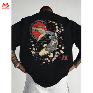 Camiseta Casual de Talla Grande para <span class=keywords><strong>Hombre</strong></span>, Tendencia de Moda con Elemento Koi Chino Antiguo Tejido, 180g, 100% Poliéster, Transpirable y de Secado Rápido - Product Image 2