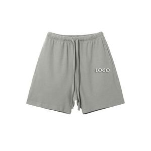 Shorts de sport décontractés pour homme en coton de haute qualité, taille mi-élastique, respirants, coupe droite ample, pour l'été - Product Image 1