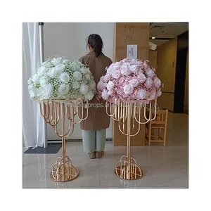 Unique design modern flower stand gold metal wedding table flower plant centerpiece wedding party decoration