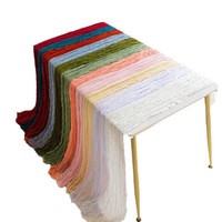 Chemin de table en gaze de coton à motif géométrique brodé, personnalisable, 100% polyester, style européen, bohème, long, romantique, pour mariage