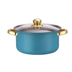 Thương Mại Nước Ngoài Hot Năm Mảnh Bộ Nồi Nhà Bếp Thép Không Gỉ Đồ Nấu Nướng Màu Xanh 5Pcs Chậu Vàng Xử Lý - Product Image 2