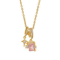 Collier unisexe style punk coréen avec pendentif en zircon étoile et chaîne à maillons, design de niche en forme de cube de sucre, en cuivre trempé