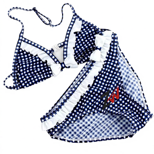 Paisley <b>Floral</b> Ocean Print Side <b>Tie</b> Kids Swimwear Kids Swimwear With Print Pattern OEM Service Sexy Bikinis Cross Back Two Piece - Product Image 1