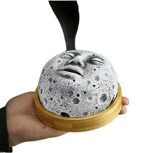 Bebon Durable Cement Japanese <b>Incense</b> Moon Face Shape Burner & <b>Incense</b> <b>Stick</b> <b>Holder</b> All-Season Cone <b>Incense</b> - Product Image 1