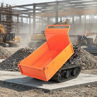 Mini tombereau sur chenilles avec chenilles de 180 mm de large et basculement manuel, capacité de chargement de 300 kg/500 kg, tombereau compact pour utilisation agricole