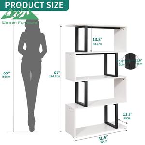 Étagère géométrique industrielle Wayon en bois et métal en forme <span class=keywords><strong>de</strong></span> S, présentoir, meuble <span class=keywords><strong>de</strong></span> rangement pour salon - Product Image 3
