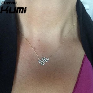 Oro Collana <span class=keywords><strong>Nome</strong></span> Personalizzato <span class=keywords><strong>Con</strong></span> Tempestato di Diamanti Lettere Gioielli In <span class=keywords><strong>Argento</strong></span> Personalizzato - Product Image 4