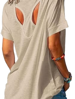 Fisoew Women's Breathable Lightweight Solid Seamless Sports T-Shirt-Short Sleeve Spandex/Polyester for Yoga Fitness & Casual
