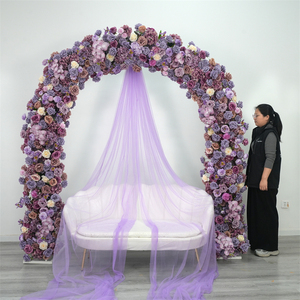 Wholesale purple Artificial Flower Arch for Wedding Decoration U shape Flower Arch Backdrop for birthday Decoration - Product Image 1