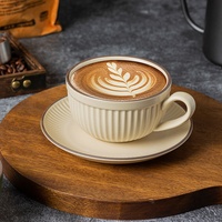 Tasse à café en céramique de luxe ABF, style européen bohème, couleur unie, pour latte art, 280 ml