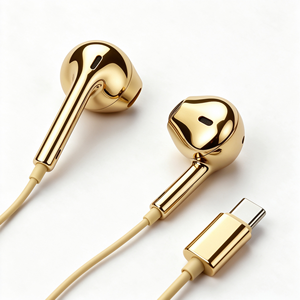 Auriculares Cromados, Auriculares Cromados Dorados, Auriculares Cromados Rosas, Auriculares con Cable Tipo C, Auriculares Cromados Plateados - Product Image 4