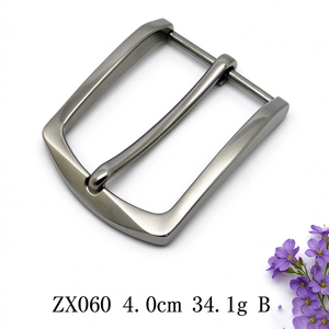 Hebilla de cinturón rectangular de doble punta de 4.0 cm, chapada en plata, de metal, con pasador, modelo ZX058 - Product Image 3