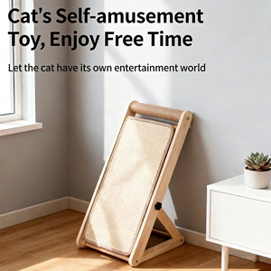 Installatievrij massief houten sisal opvouwbaar krabplank voor katten, verticaal aan de muur te bevestigen, slijtvast, zonder resten, krabmat voor katten - Product Image 3