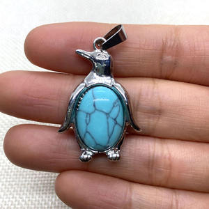 נשים טבעי חן ירוק אוונטורין קריסטל תליון Creative פינגווין צורת אבן המזל אנרגיה תכשיטי שרשראות - Product Image 5