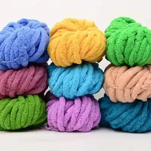 Couverture super épaisse en velours 100% teint, gros crochet en chenille, fil épais, échantillon gratuit, <span class=keywords><strong>laine</strong></span> islandaise pour le tricot à la main, coton d'Asie - Product Image 1