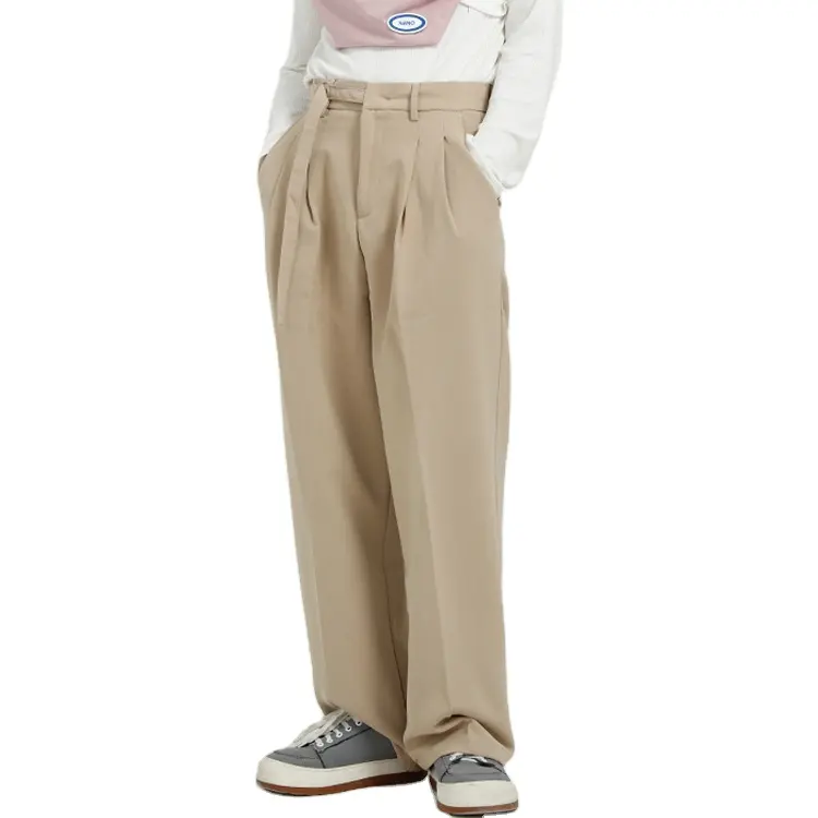 Korean Version Of Men's Straight Tube Loose Pants Classic Solid Medium Waist Loose Casual Trouser