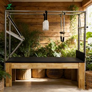 Ensemble de réformateur de Pilates durable SAERDE (modèle Cadillac) Lit d'entraînement 3 en 1 pour le yoga et l'exercice - Bois de chêne d'érable - Product Image 1