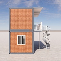 Maisons conteneurs préfabriquées sur mesure en bois grainé, hôtel préfabriqué à 2 étages, maison en kit 3 chambres avec escalier en colimaçon