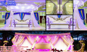 Exclusivo Srilankan boda fibra configuración tradicional Srilankan boda etapa de decoración hermosa boda hindú recepción etapa - Product Image 6