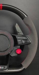 Volant de voiture personnalisé en fibre de carbone et Alcantara avec bouton de démarrage/arrêt et palettes de changement de vitesse pour <span class=keywords><strong>Audi</strong></span> A/<span class=keywords><strong>Q</strong></span>/S/RS Series - Product Image 6