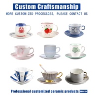 Juego de Tazas y Platos de Porcelana China Estilo Coreano, Diseño de Corazón, Primavera/Verano 2026, Personalizable y Ecológico