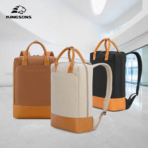 Kingsons <b>Backpack</b> 10086 <b>Waterproof</b> Computer Interlayer Unisex Everyday Use Orange <b>Black</b> White Solid Color Zipper Closure - Product Image 1