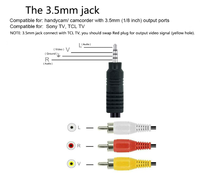 Câble audio vidéo stéréo AUX 3,5 mm mâle vers 3 RCA mâle pour smartphones, MP3, tablettes, enceintes, home cinéma