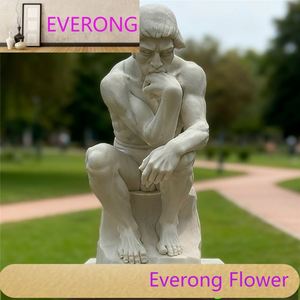 Estatua de Hombre Pensador en Mármol Personalizada, Escultura Tallada de Hombre Pensador en Piedra para Decoración de Hoteles - Product Image 1