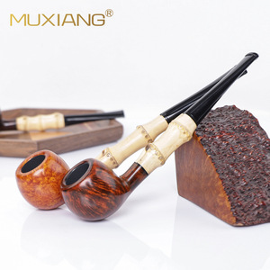 Muxiang Handmade Bamboo Tobacco Pipe Freehand Solid Wood Smoking Pipe - Product Image 1