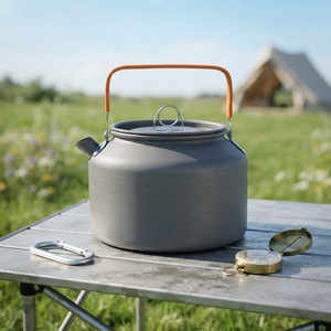 Hot Sale Aluminum <b>Camping</b> Cookware <b>Kettle</b> Outdoor Cooking Pots Pans Set Pot Cover 1-2L Capacity Gas Cooker Compatible Polished - Product Image 6