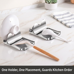 Estante plegable de acero inoxidable 304 para tapas de ollas, organizador de cocina con bandeja de drenaje y soporte para utensilios y cucharas de encimera - Product Image 5