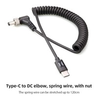 Adaptateur d'alimentation de batterie factice type-c vers double face NP-F550/570/770/970 avec câble à ressort flexible de sortie type-c 5-12V