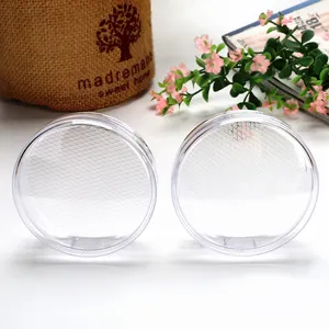 Wholesales cosmetic package box rounded transparent plastic storage case for powder puff