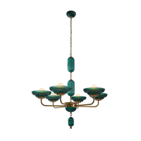 Villa Hôtel Maison Luxe 6 Lumières Murano Fait Main Verre Vert Décoratif Grand Salon Moderne Lustre Led