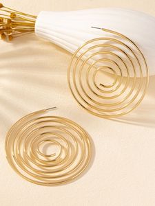 Cincin hoop Spiral logam perak emas besar sederhana Vintage untuk perhiasan wanita grosir - Product Image 4