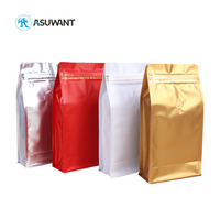 Resealable Wholesale Zipper Flat Bottom Pouch Packaging Coffee Bags With One Way Valve