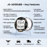 Modul Multi GNSS JS-AD56UB8 Sensitivitas Tinggi dengan Chipset M8030-KT, Dukungan AGPS, Kecepatan Pembaruan 10Hz untuk Navigasi UAV dan Robot