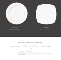 Service de table élégant en porcelaine fine pour la maison et la cuisine – Assiettes plates, assiettes Moonlight, ensemble en céramique de luxe avec bordure dorée