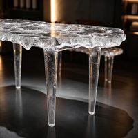 Table basse Rongjing en acrylique haut de gamme sur mesure, design artistique glacier transparent, pour hôtel, villa, salon, salle d'exposition, hall d'entrée